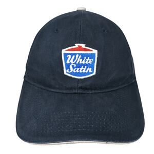 White Satin Strapback Hat Blue One Size Adjustable Pacific Headwear